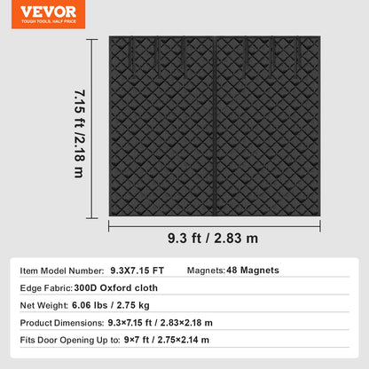 VEVOR Garage Door Screen for Winter, 9x7FT, Garage Door Insulation Kit, Magnetic Thermal Insulated Door Curtain with 300D Oxford Fabric Heavy Duty Weighted Bottom, Easy Assembly for Garage Door - DJCXBNCKMPFLFQBYBV0 - view 8