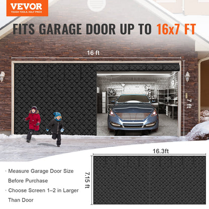 VEVOR Garage Door Screen for Winter, 16x7FT, Garage Door Insulation Kit, Magnetic Thermal Insulated Door Curtain with 300D Oxford Fabric Heavy Duty Weighted Bottom, Easy Assembly for Garage Door - DJCXBNCKMPFLQFCOOV0 - view 3