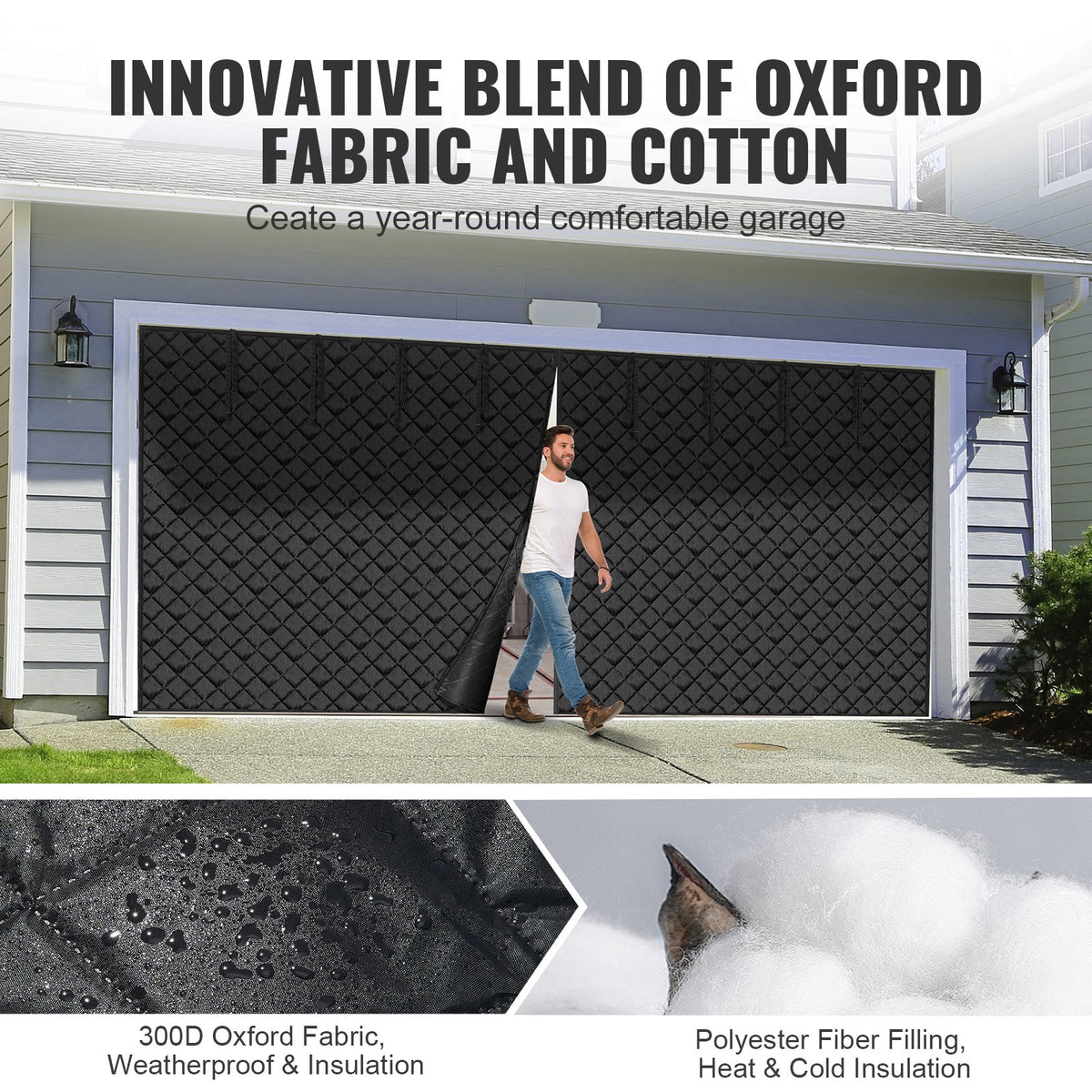 VEVOR Garage Door Screen for Winter, 16x7FT, Garage Door Insulation Kit, Magnetic Thermal Insulated Door Curtain with 300D Oxford Fabric Heavy Duty Weighted Bottom, Easy Assembly for Garage Door - DJCXBNCKMPFLQFCOOV0 - view 4