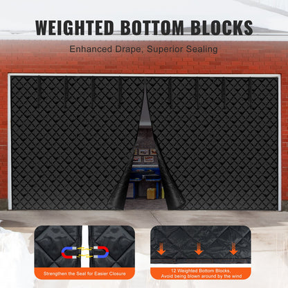 VEVOR Garage Door Screen for Winter, 16x7FT, Garage Door Insulation Kit, Magnetic Thermal Insulated Door Curtain with 300D Oxford Fabric Heavy Duty Weighted Bottom, Easy Assembly for Garage Door - DJCXBNCKMPFLQFCOOV0 - view 6
