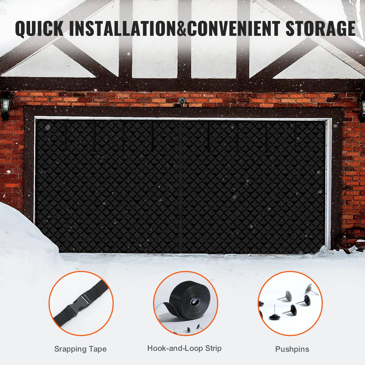 VEVOR Garage Door Screen for Winter, 16x7FT, Garage Door Insulation Kit, Magnetic Thermal Insulated Door Curtain with 300D Oxford Fabric Heavy Duty Weighted Bottom, Easy Assembly for Garage Door - DJCXBNCKMPFLQFCOOV0 - view 7