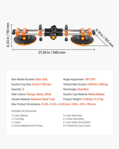 VEVOR Seamless Seam Setter, 2 Packs Granite Seam Setter with 6 in Vacuum Suction Cups, Seam Joiner for Seam Joining & Leveling, 90°-120° Adjustable, Countertop Installation Tool for Tile Marble Slab - DJDJFGDQ9027VNH2Y001V0 - view 8