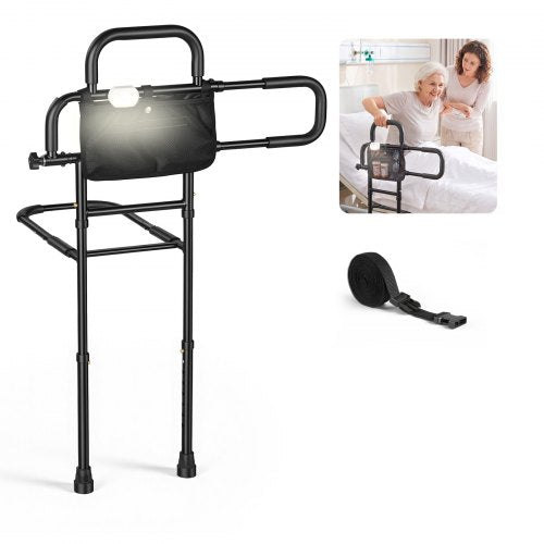 VEVOR Bed Rails for Elderly Adults Bed Side Assist Rail with Floor Support, Motion Sensor LED Light, 300LBS Dual-Handle Support, Adjustable Handle Length, Storage Pocket, Fits King Queen Full Twin Bed - DJKCBSDJKBKZPIIR0001V9 - view 2