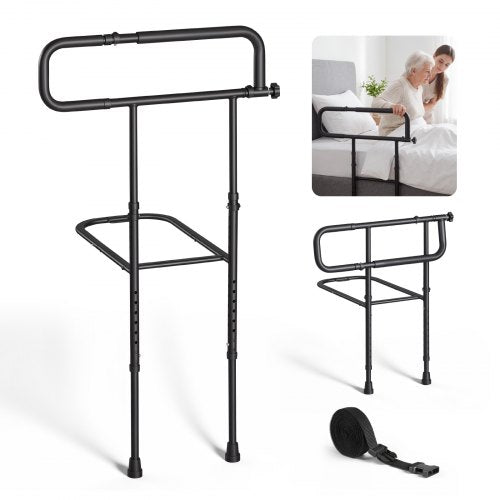 VEVOR Bed Rails for Elderly Adults Folding Bed Side Rail with Floor Support, Length & Height Adjustable, High-Strength Steel Bedside Assist Cane, Fits King Queen Full Twin Bed, 300LBS Strong Capacity - DJKCBSDJKSXZCAPMR001V0 - view 2