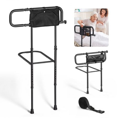 VEVOR Bed Rails for Elderly Adults Folding Bed Side Rail with Floor Support, Length & Height Adjustable, 300LBS Strong Capacity, Bedside Assist Cane with Storage Pocket, Fits King Queen Full Twin Bed - DJKCBSDJKSXZNOSJK001V0 - view 2