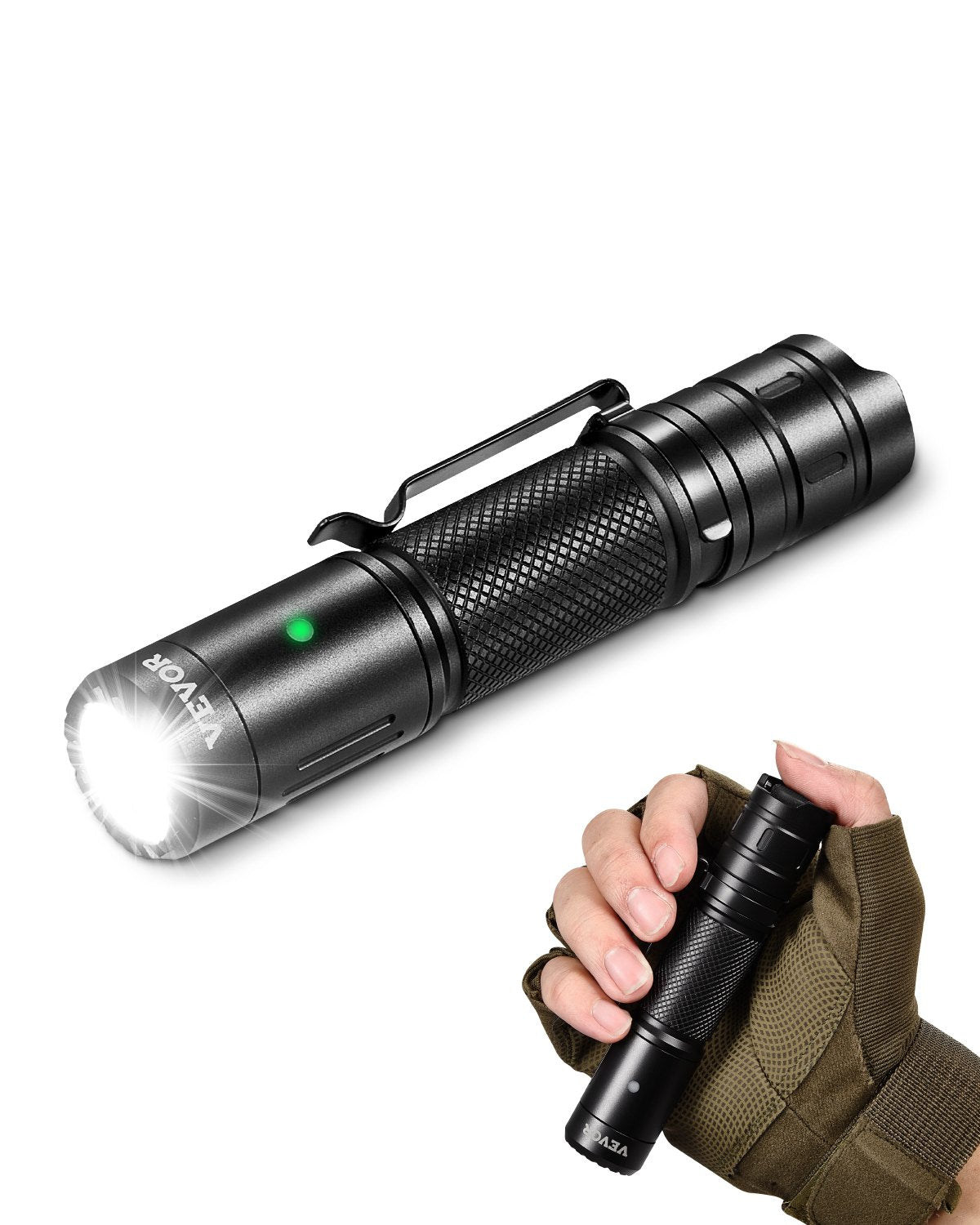 VEVOR Rechargeable Flashlight, High Lumens LED Flashlight with 6 Lighting Modes, IP66 Waterproof Handheld Flash Light for Home, Hiking, Camping, Emergencies, Lightweight & Portable - DJLEDSDTBGLE0AA82V9 - view 1