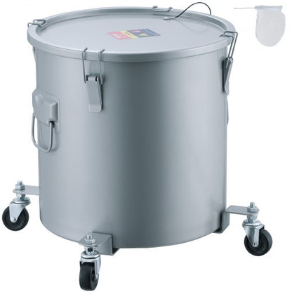 VEVOR Fryer Grease Bucket, 8 Gal Oil Disposal Caddy with Caster Base, Carbon Steel with Rust-Proof Coating, Oil Transport Container with Lid, Lock Clips, Filter Bag for Hot Cooking Oil Filtering, Gray - DJLZGYZTTGPSPYAT5V0 - view 2