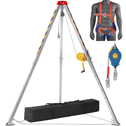 VEVOR Confined Space Tripod Kit, Confined Space Tripod 7' Legs and 98' Cable, Confined Space Rescue Tripod 32.8' Fall Protection, 1200 lbs Winch, Harness, Storage Bag - DJPJYSJJ1200SKQMEV0 - view 1