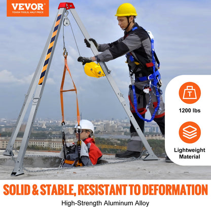 VEVOR Confined Space Tripod Kit, Confined Space Tripod 7' Legs and 98' Cable, Confined Space Rescue Tripod 32.8' Fall Protection, 1200 lbs Winch, Harness, Storage Bag - DJPJYSJJ1200SKQMEV0 - view 3