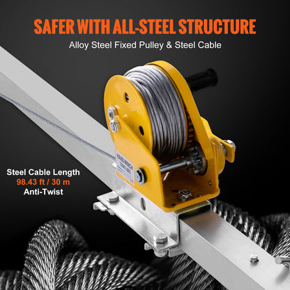 VEVOR Confined Space Tripod Kit, Confined Space Tripod 7' Legs and 98' Cable, Confined Space Rescue Tripod 32.8' Fall Protection, 1200 lbs Winch, Harness, Storage Bag - DJPJYSJJ1200SKQMEV0 - view 4