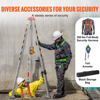 VEVOR Confined Space Tripod Kit, Confined Space Tripod 7' Legs and 98' Cable, Confined Space Rescue Tripod 32.8' Fall Protection, 1200 lbs Winch, Harness, Storage Bag - DJPJYSJJ1200SKQMEV0 - view 5