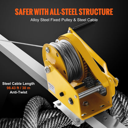 VEVOR 2600 lbs Winch Confined Space Tripod Kit, Confined Space Tripod 8' Legs and 98' Cable, Confined Space Rescue Tripod 33' Fall Protection with Blower, Gas detector, Harness. - DJPJYSJJ26003HE5NV1 - view 4