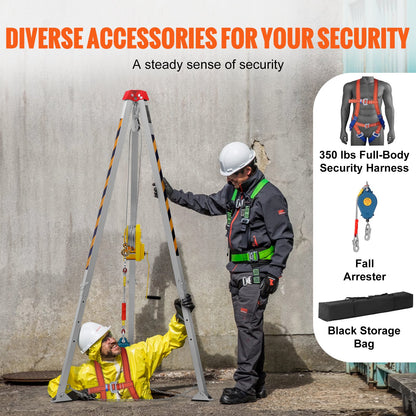 VEVOR Confined Space Tripod Kit, Confined Space Tripod 8' Legs and 98' Cable, Confined Space Rescue Tripod 32.8' Fall Protection, 2600 lbs Winch, Harness, Storage Bag - DJPJYSJJ2600T2F4PV0 - view 5