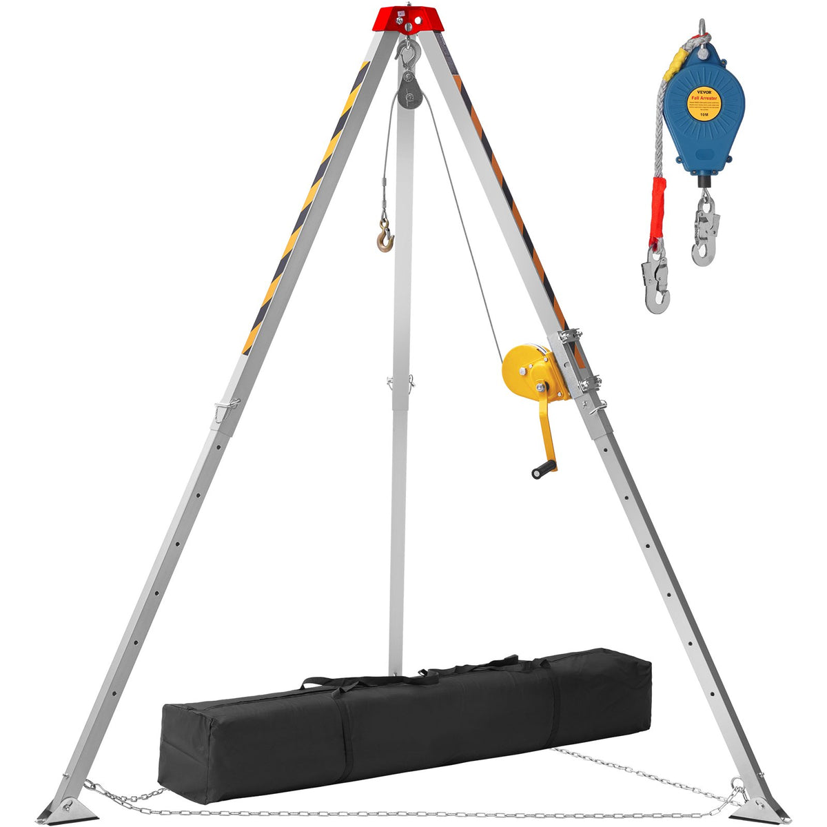 VEVOR Confined Space Tripod Kit, Confined Space Tripod 7' Legs Bracket and 98' Cable, Confined Space Rescue Tripod 32.8' Fall Protection, 1200 lbs Winch, Storage Bag - DJPJYSJJWBB39DPTDV0 - view 1