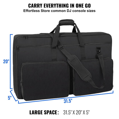 VEVOR Padded DJ Mixer Gig Bag, 1200D Oxford Fabric, DJ Gear Carry Bag with a Storage Pocket 4.92 ft Removable Shoulder Strap 0.39 in Padding, 32.6 x 8.6 x 20.4 in Storage Case Fits for DJ Controller - DJSNB1200DNJ4SLSSV0 - view 5