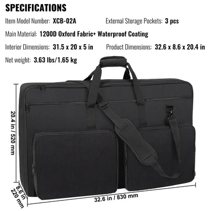 VEVOR Padded DJ Mixer Gig Bag, 1200D Oxford Fabric, DJ Gear Carry Bag with a Storage Pocket 4.92 ft Removable Shoulder Strap 0.39 in Padding, 32.6 x 8.6 x 20.4 in Storage Case Fits for DJ Controller - DJSNB1200DNJ4SLSSV0 - view 8