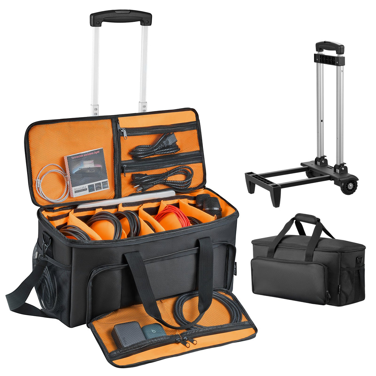 VEVOR Rolling DJ Cable Bag, 1680D, Padded File Gig Bag with Wheels, 6 Detachable Divider, Travel Storage Music Gear Case, for Professional DJ Gear, Musical Instrument and Accessories, Sound Equipment - DJSNB1680DZH0XLYB001V0 - view 1