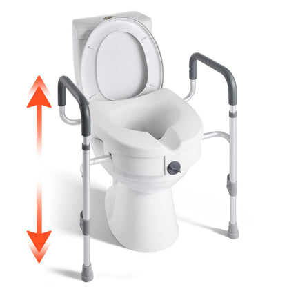 VEVOR Raised Toilet Seat with Arms, 350 lbs Capacity, 5-Inch Lift Height & Adjustable Width, Widened Commode Elevated Toilet Seat Riser with Handles for Seniors, Elderly, Handicap, Disabled, Adults - DJXNSDSJGMTZUZOO9001V0 - view 1