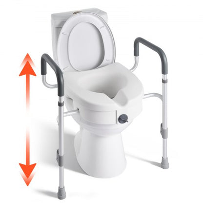 VEVOR Raised Toilet Seat with Arms, 350 lbs Capacity, 5-Inch Lift Height & Adjustable Width, Widened Commode Elevated Toilet Seat Riser with Handles for Seniors, Elderly, Handicap, Disabled, Adults - DJXNSDSJGMTZUZOO9001V0 - view 2