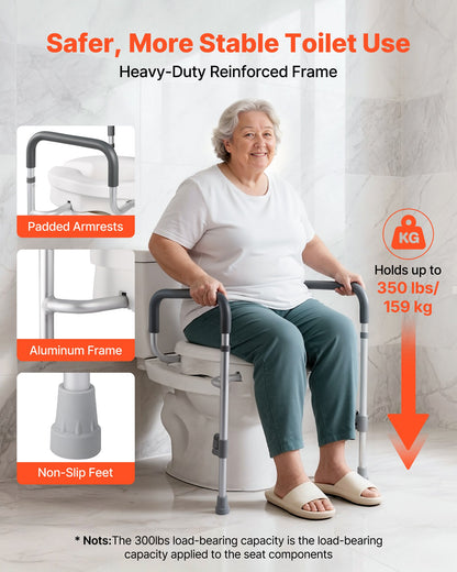 VEVOR Raised Toilet Seat with Arms, 350 lbs Capacity, 5-Inch Lift Height & Adjustable Width, Widened Commode Elevated Toilet Seat Riser with Handles for Seniors, Elderly, Handicap, Disabled, Adults - DJXNSDSJGMTZUZOO9001V0 - view 6