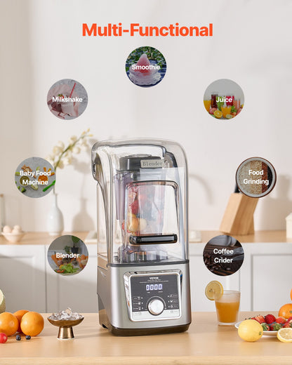 VEVOR Blender for Smoothies, 85 oz 1400W, Professional Blender with Powerful Motor, Multi-Functional Food Processing Blender with Noise Cover for Smoothie/Milkshake/Juice, Fits for Kitchen - DJYZSBJBJ25L7H74OV1 - view 6