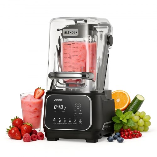 VEVOR Blender, 68 oz Professional Countertop Blenders with Shield, 2200W 26000RPM Kitchen Food Processor Combo, Self-Cleaning, Speed Adjustable, 6 Preset Menu for Smoothies, Ice Crushing, Puree, Black - DJYZSBJBJ2L14O60G001V1 - view 2