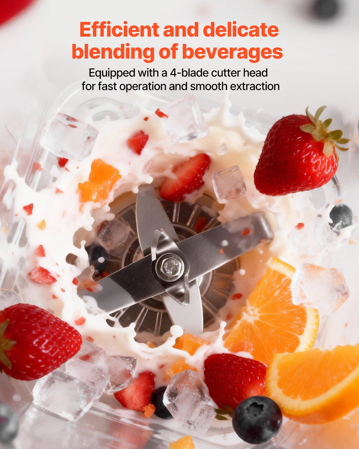 VEVOR Blender, 68 oz Professional Countertop Blenders with Shield, 1400W 26000RPM Kitchen Food Processor Combo, Self-Cleaning, Speed Adjustable, 6 Preset Menu for Smoothies, Ice Crushing, Puree, White - DJYZSBJBJ2L1SGKUX001V1 - view 5