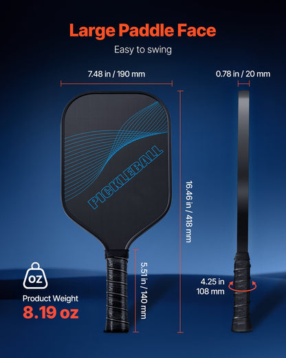 VEVOR Pickleball Paddle, T700 Carbon Fiber Surface & Honeycomb Core, Professional Pickleball Paddle with Increased Power & Control & Spin, Pro Pickle Ball Racket for Adults, Men & Women, Blue - DJZCGKT700TXKRPBG001V0 - view 6