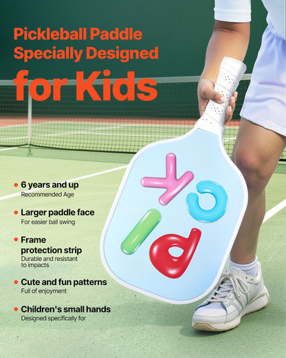 VEVOR Kids Pickleball Paddle, Lightweight Youth Pickleball Paddle with Small Grip and Cute Pattern, Fiberglass Pickle Ball Racket & Honeycomb Core, Child Size for Kids, Youth, Boys & Girls - DJZETKTXWHHS3TB6A001V0 - view 3