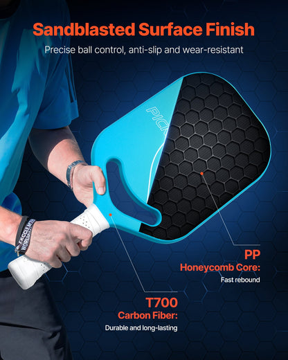 VEVOR Pickleball Paddle with Aero Throat, T700 Carbon Fiber Surface & Honeycomb Core, Professional Pickleball Paddle with Increased Power & Control & Spin, Pickle Ball Racket for Adults, Men & Women - DJZSYKT700TXDXOGQ001V0 - view 4