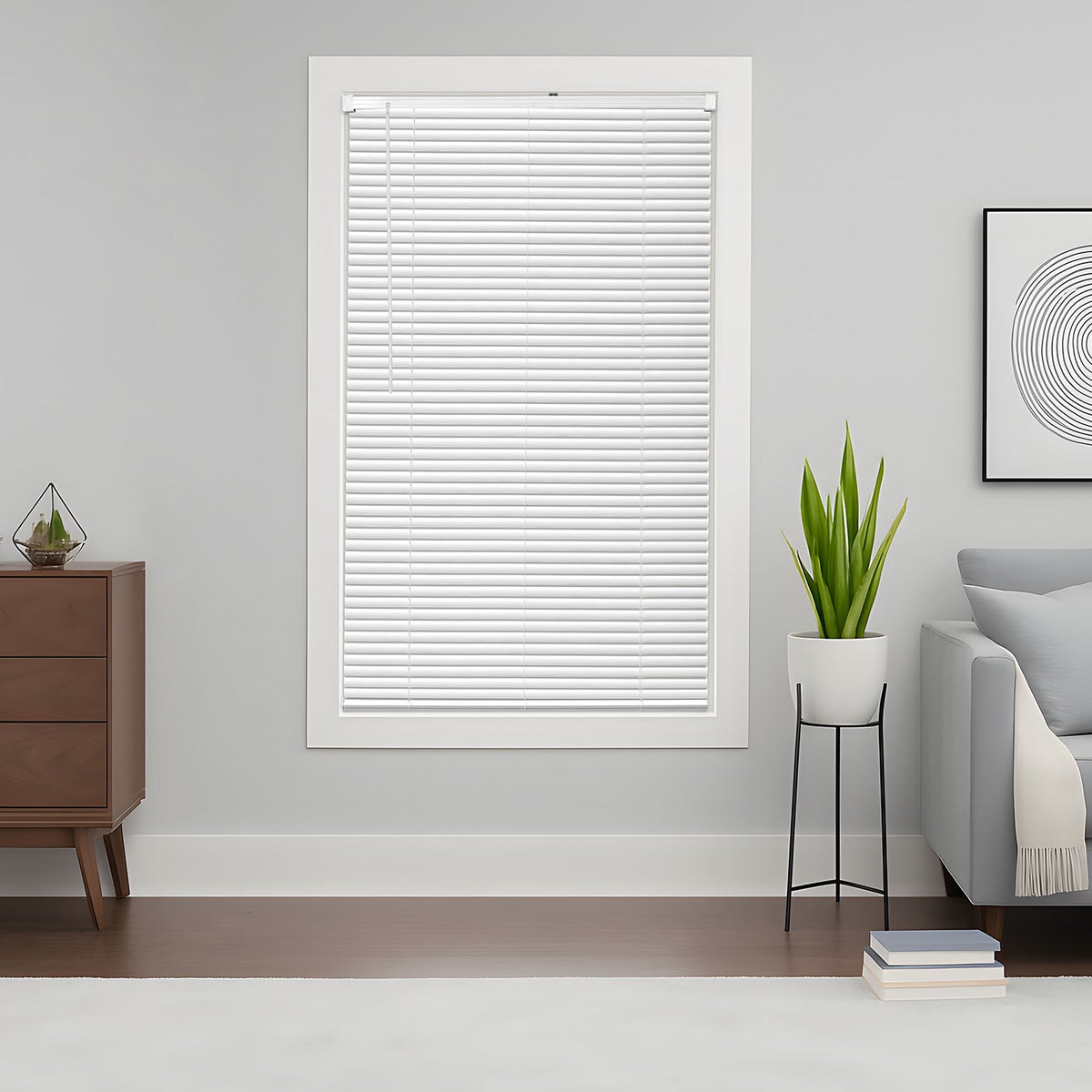 VEVOR Mini Blinds, 34" W x 48" H, 1" Slat Size, Cordless Horizontal Light Filtering Mini Blind for Indoor Windows, Easy to Clean and Simple Light Adjustment, for Home Decor, Room Darkening, White - DKAZYXJBYC34X5M5E001V0 - view 1