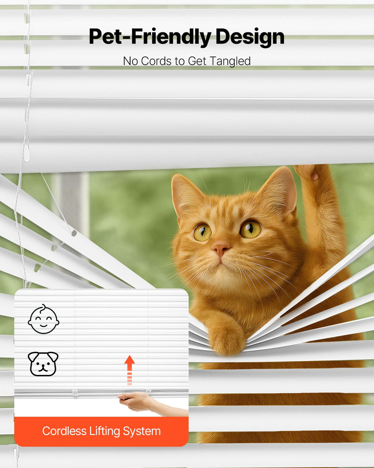 VEVOR Mini Blinds, 34" W x 48" H, 1" Slat Size, Cordless Horizontal Light Filtering Mini Blind for Indoor Windows, Easy to Clean and Simple Light Adjustment, for Home Decor, Room Darkening, White - DKAZYXJBYC34X5M5E001V0 - view 4