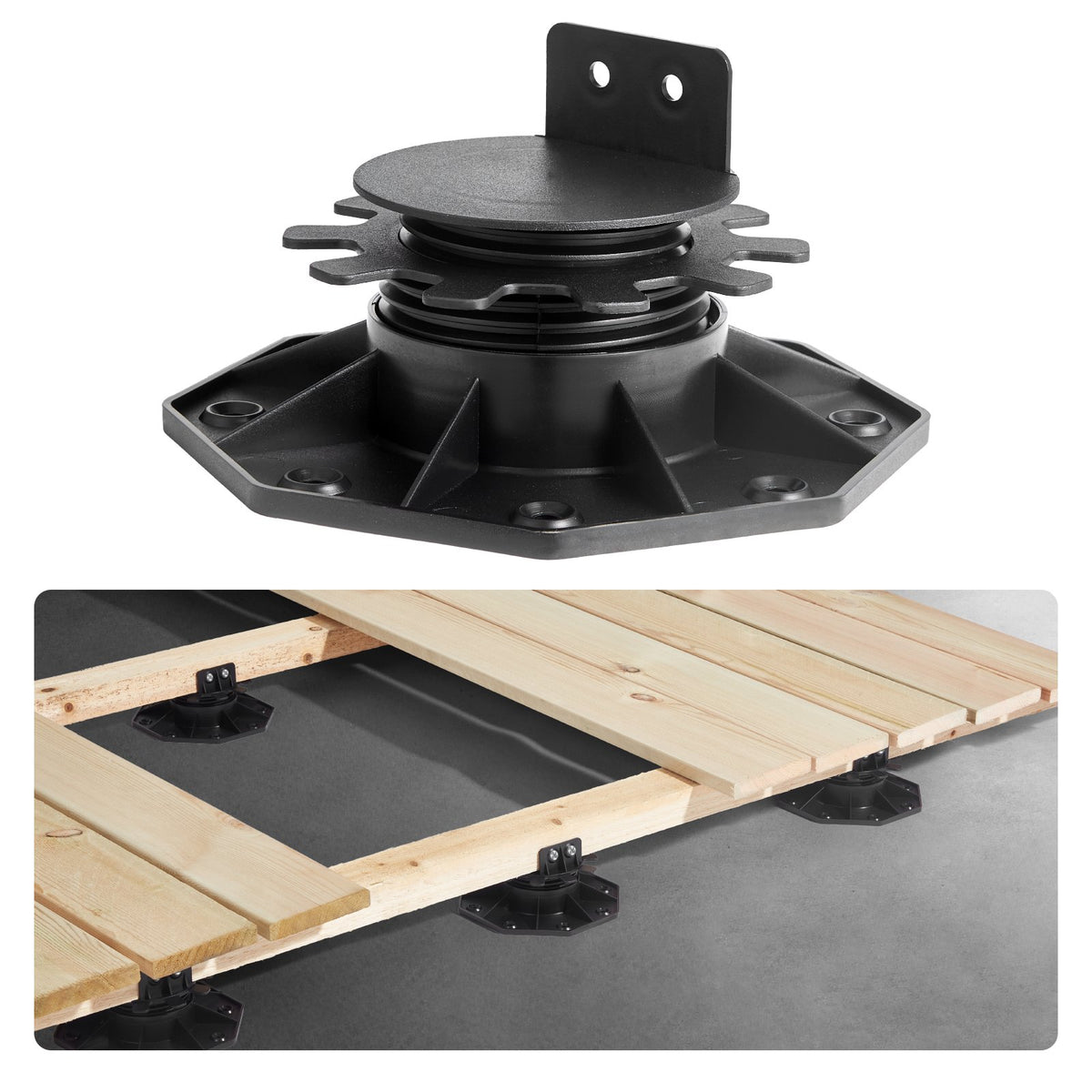 VEVOR Deck Blocks 24 PCS, 2000lbs / 907.18kg Load Capacity Deck Support Plastic Pedestal Paver, Raising 1.18 - 2.36 inch / 30 - 60 mm, Height Adjustable Shed Foundation Base for Wood Concrete Metal - DKCZCJZDKC305FCN4001V0 - view 1