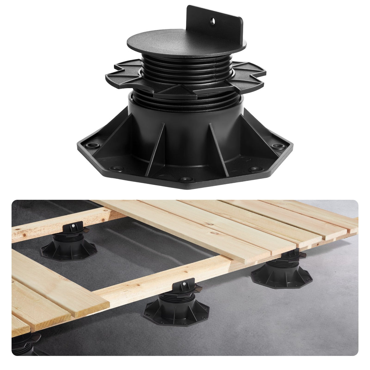 VEVOR Deck Blocks 12 PCS, 2000lbs / 907.18kg Load Capacity Deck Support Plastic Pedestal Paver, Raising 2.36 - 5.31 inch / 60 - 135 mm, Height Adjustable Shed Foundation Base for Wood Concrete Metal - DKCZCJZDKC60PJT4U001V0 - view 1