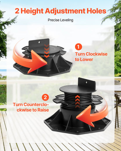 VEVOR Deck Blocks 12 PCS, 2000lbs / 907.18kg Load Capacity Deck Support Plastic Pedestal Paver, Raising 2.36 - 5.31 inch / 60 - 135 mm, Height Adjustable Shed Foundation Base for Wood Concrete Metal - DKCZCJZDKC60PJT4U001V0 - view 5
