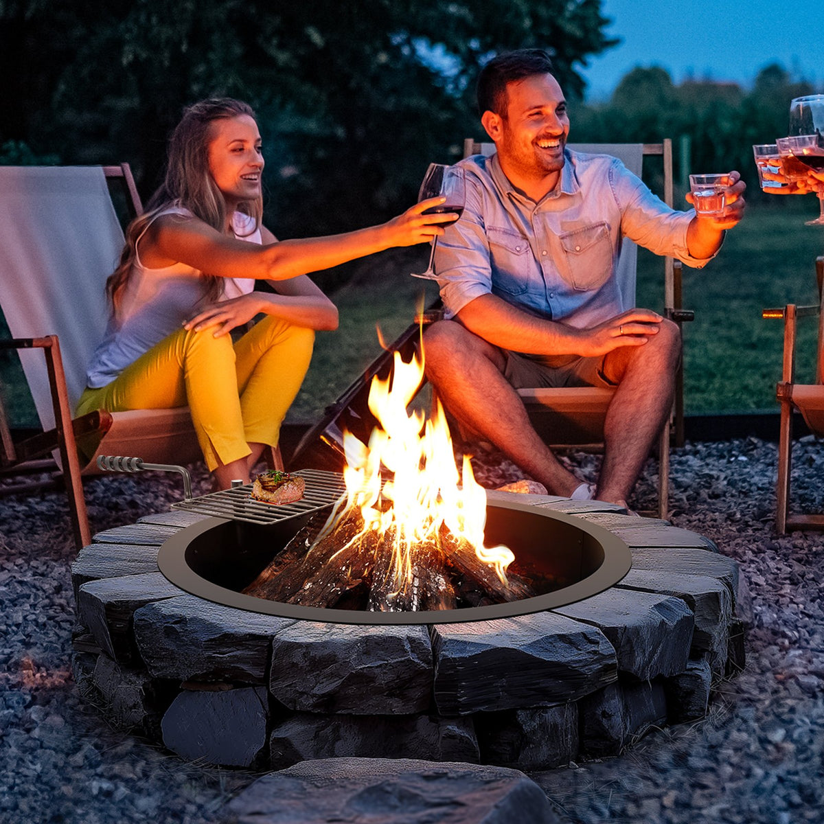 VEVOR Fire Pit Ring, Fire Pit Insert with Barbecue Fire Ring, 35-In Outer/31-In Inner Diameter, 8.5in Height, Carbon Steel Liner DIY Campfire Ring above/In-Ground, for Outdoor Camping, Bonfires - DKJHH31INCH165WYPV0 - view 9