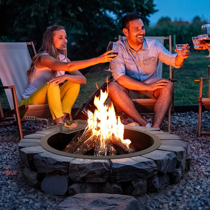 VEVOR Fire Pit Ring, Fire Pit Insert with Barbecue Fire Ring, 35-In Outer/31-In Inner Diameter, 8.5in Height, Carbon Steel Liner DIY Campfire Ring above/In-Ground, for Outdoor Camping, Bonfires - DKJHH31INCH165WYPV0 - view 9