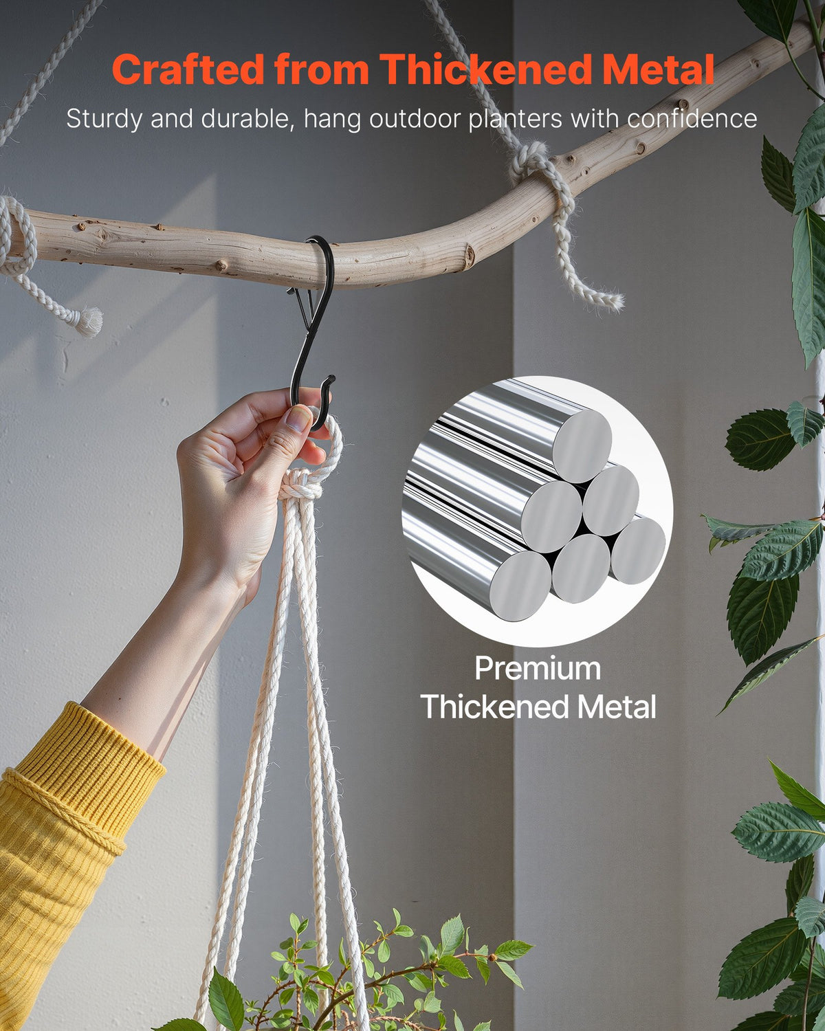 VEVOR S Hooks 36 Pack, 39.68 LBS Capacity for Bars up to 0.85 Inch, S Shaped Hooks with Safety Buckle, Heavy Duty Metal Hangers for Plants, Jeans, Clothes in Garden, Closet, Kitchen, Bedroom, Black - DKKGG12JZ375K1G0E001V0 - view 6