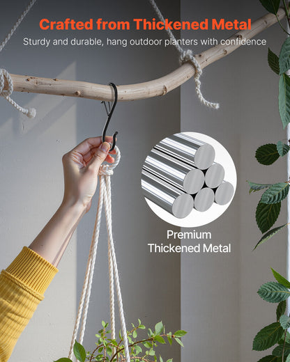 VEVOR S Hooks 36 Pack, 39.68 LBS Capacity for Bars up to 0.85 Inch, S Shaped Hooks with Safety Buckle, Heavy Duty Metal Hangers for Plants, Jeans, Clothes in Garden, Closet, Kitchen, Bedroom, Black - DKKGG12JZ375K1G0E001V0 - view 6