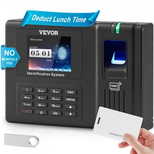 VEVOR Time Clock, Fingerprint Time Clocks for Employees Small Business, Biometric Time Clock with 5 RFID Cards & USB Drive,  Automatic Punch In/Out, No Monthly Fees - DKKQJBDWIFIDCKI33V1 - view 2