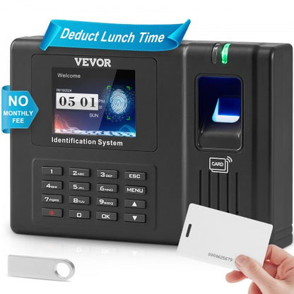 VEVOR Time Clock, Fingerprint Time Clocks for Employees Small Business, Biometric Time Clock with 5 RFID Cards & USB Drive,  Automatic Punch In/Out, No Monthly Fees - DKKQJBDWIFIDCKI33V1 - view 2