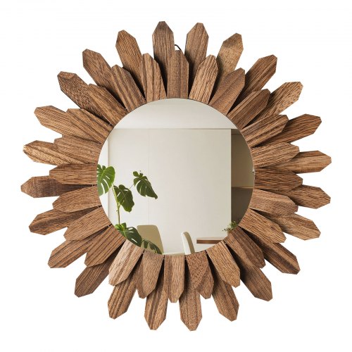 VEVOR Wall Mirror Decorative, 12-inch Rustic Wood Wall Decor Mirror, Boho Sunburst Aesthetic Mirrors for Bedroom Living Room Bathroom Entryway - Warming Gifts for New Home (Carbonized Black) - DKSZSQJ1J0005EYSB001V0 - view 2
