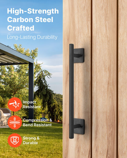 VEVOR Barn Door Handle, 2Pcs 12.6 in Rustic Fence Gate Handle, Rust-Resistant Coating, Heavy Duty Carbon Steel Outdoor Gate Handles, Easy to Install, Metal Sliding Door Pulls for Garage Shed Pantry - DKXZLMBS12INECDUE001V0 - view 3