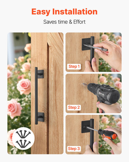 VEVOR Barn Door Handle, 2Pcs 12.6 in Rustic Fence Gate Handle, Rust-Resistant Coating, Heavy Duty Carbon Steel Outdoor Gate Handles, Easy to Install, Metal Sliding Door Pulls for Garage Shed Pantry - DKXZLMBS12INECDUE001V0 - view 5