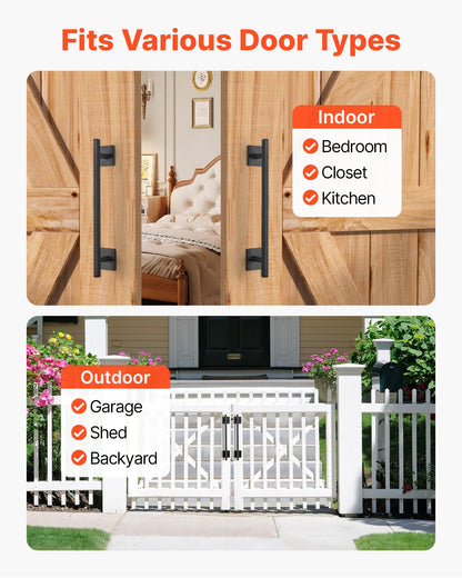 VEVOR Barn Door Handle, 2Pcs 12.6 in Rustic Fence Gate Handle, Rust-Resistant Coating, Heavy Duty Carbon Steel Outdoor Gate Handles, Easy to Install, Metal Sliding Door Pulls for Garage Shed Pantry - DKXZLMBS12INECDUE001V0 - view 7