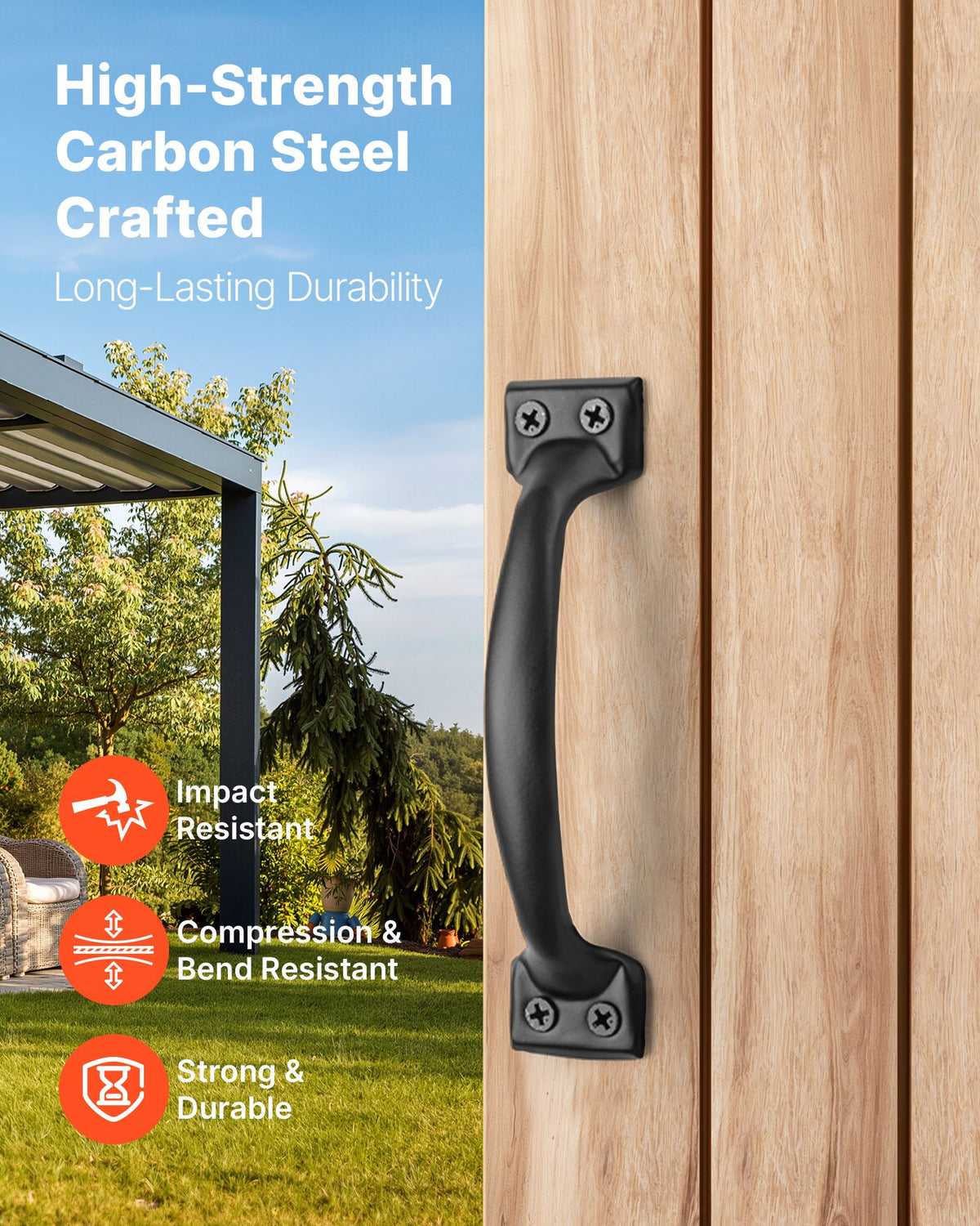 VEVOR Barn Door Handle, 4Pcs 6.5 in Rustic Fence Gate Handle, Rust-Resistant Coating, Heavy Duty Carbon Steel Outdoor Gate Handles, Easy to Install, Metal Sliding Door Pulls for Garage Shed Pantry - DKXZLMBS65INGIQ1H001V0 - view 3