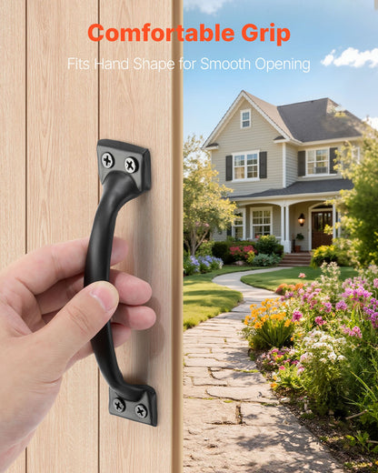 VEVOR Barn Door Handle, 4Pcs 6.5 in Rustic Fence Gate Handle, Rust-Resistant Coating, Heavy Duty Carbon Steel Outdoor Gate Handles, Easy to Install, Metal Sliding Door Pulls for Garage Shed Pantry - DKXZLMBS65INGIQ1H001V0 - view 6