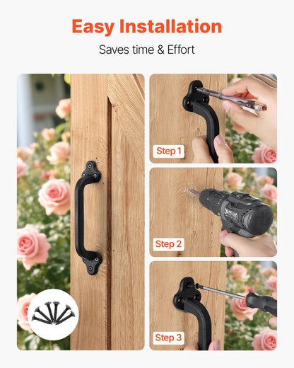 VEVOR Barn Door Handle, 9 in Rustic Fence Gate Handle, Rust-Resistant Coating, Heavy Duty Carbon Steel Outdoor Gate Handles, Easy to Install, Metal Sliding Door Pulls for Garage Shed Closet Pantry - DKXZLMBS9INCU5LTZ001V0 - view 5