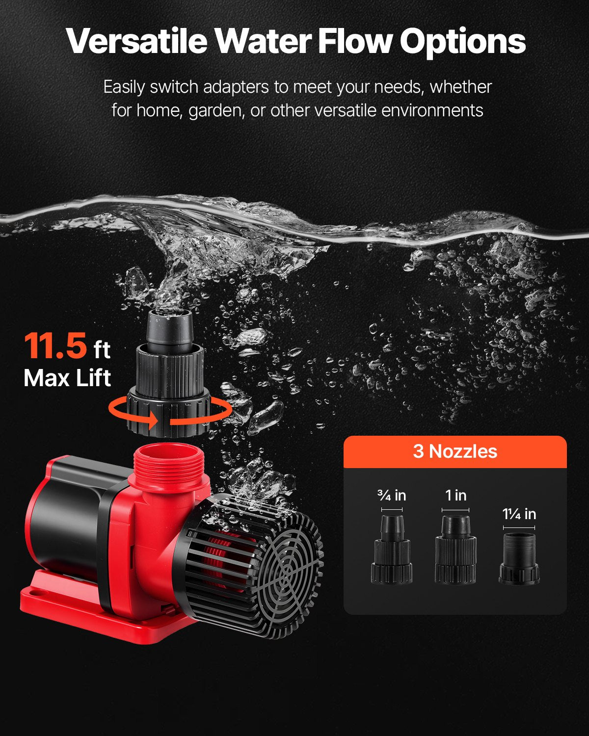 VEVOR Aquarium 24V DC Water Pump, 30W, 800 GPH Marine Wavemaker Return Pump with Controller, Adjustable Flow, Feed Mode, 11.5 ft Maximum Lift, for Saltwater Freshwater Fish Tank Sump Pond Circulation - DKZQDSZZLJHL0FSB6001V1 - view 5