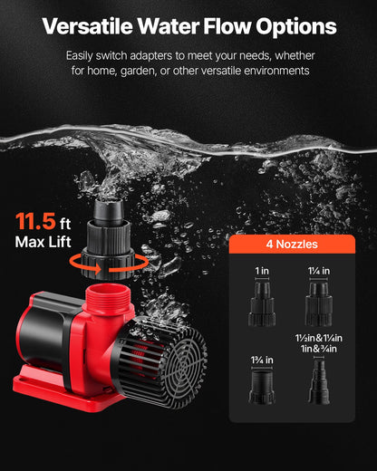 VEVOR Aquarium 24V DC Water Pump, 100W, 2642 GPH Marine Wavemaker Return Pump with Controller, Adjustable Flow, Feed Mode, 19.7 ft Max Lift, for Saltwater Freshwater Fish Tank Sump Pond Circulation - DKZQDSZZLJHL6HM97001V1 - view 5